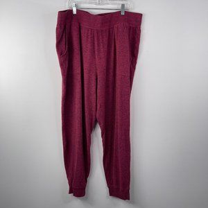 George Plus Women Red Ribbed Waist Cuff Side Pockets Sweat Pants Size 2X